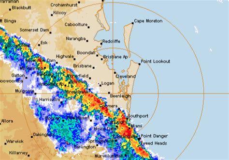 There is a tendency to observe areas of false echoes within approximately 100 kilometres of the <strong>radar</strong> over the sea. . Bom radar queensland